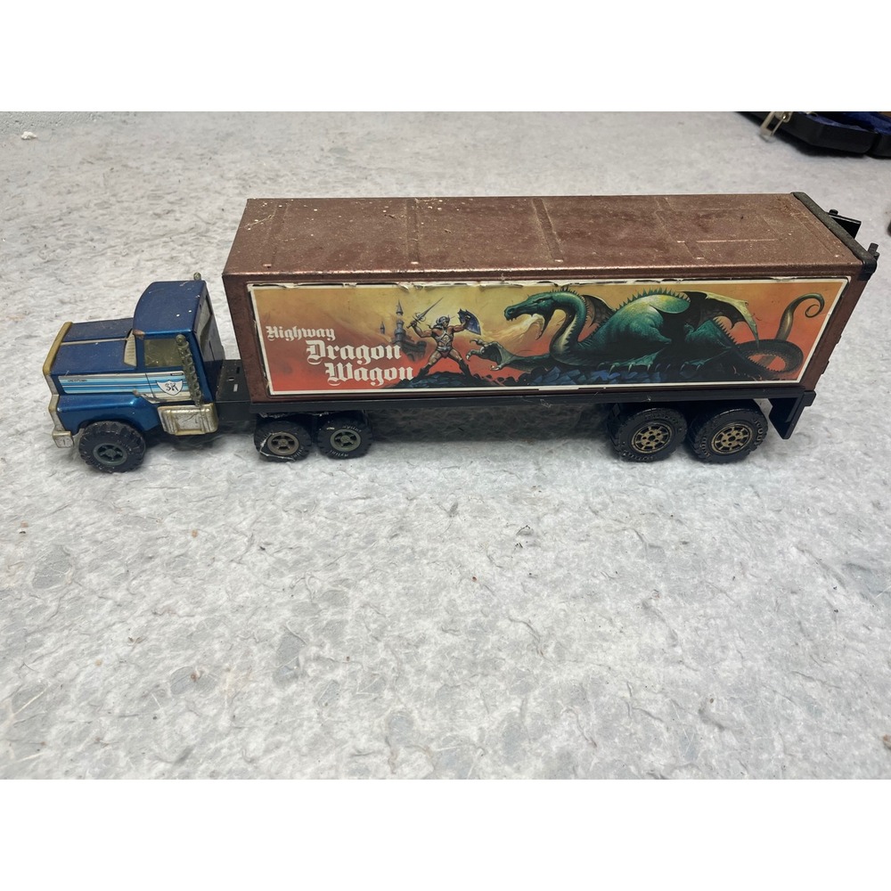 Vintage Nylint Highway Dragon Wagon Pressed Steel Semi Truck Trailer Fantasy Toy